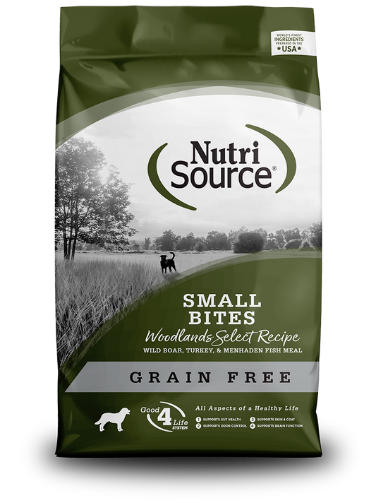 NUTRI SOURCE -LIBRE DE CEREALES- small bites woodsland select recipe 12LBS