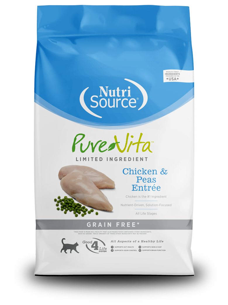 NUTRI SOURCE PURE VITA adulto -LIBRE DE CEREALES- (pollo & guisante) 4LBS