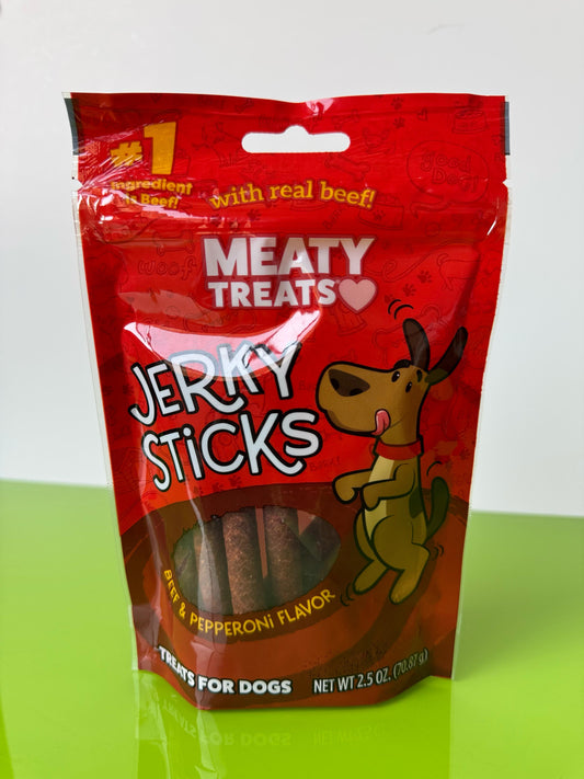 MEATY TREATS JERKY STICKS BEEF & PEPPERONI 2.5OZ