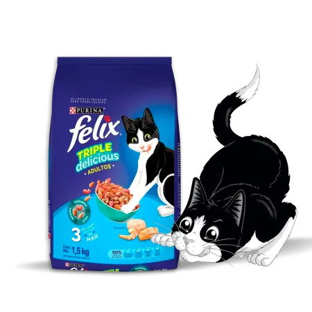 PURINA FELIX adulto -todas las razas- TRIPLE DELICIOUS 1.5KG