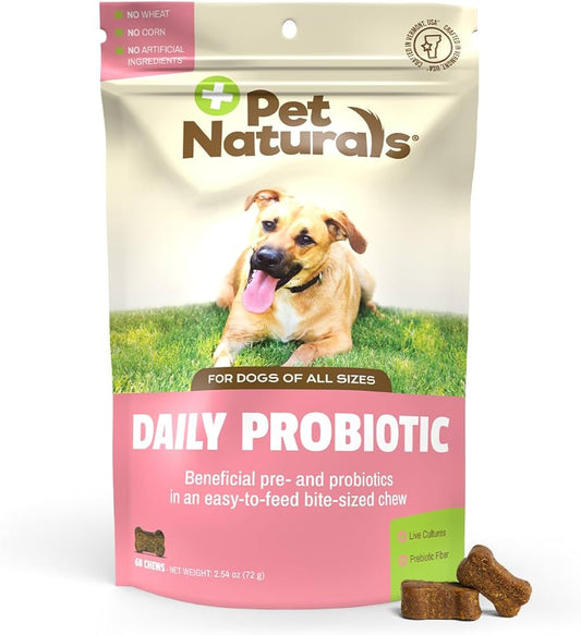 PET NATURALS probiotico diario para perros 60 tabletas masticables