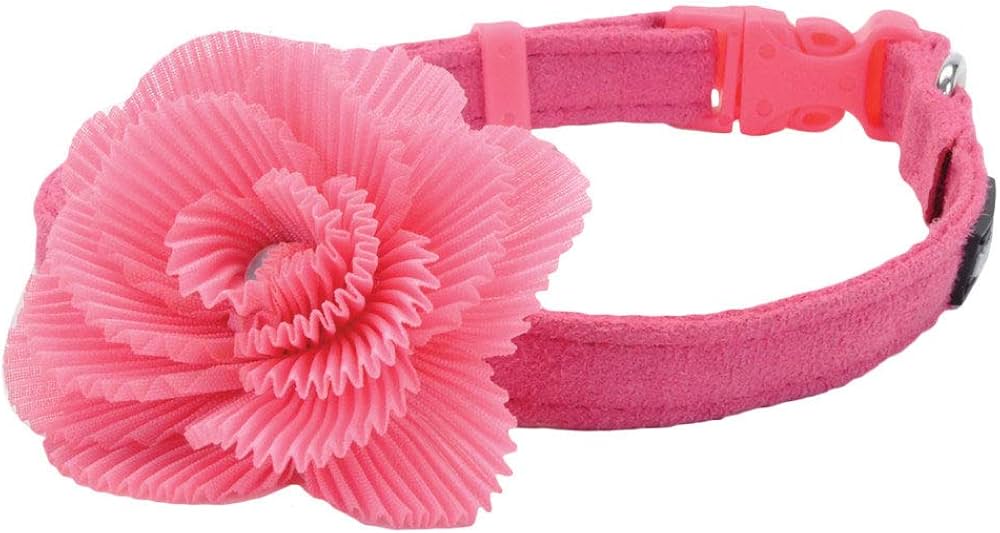COLLAR color rosa con flor para perro pequeño