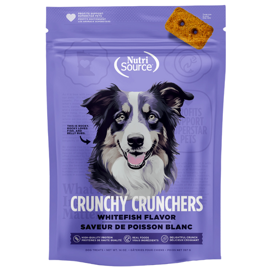NUTRI SOURCE CRUNCHY CRUNCHERS pescado blanco premios para perros 14 OZ