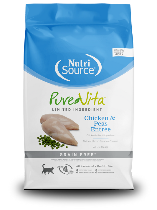 NUTRI SOURCE PURE VITA adulto -LIBRE DE CEREALES- (pollo & guisante) 4LBS