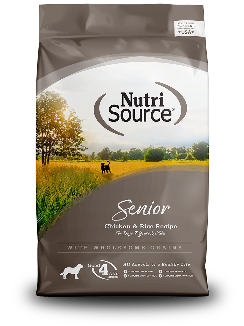 NUTRI SOURCE adulto senior 8+ (pollo & arroz) 26LBS