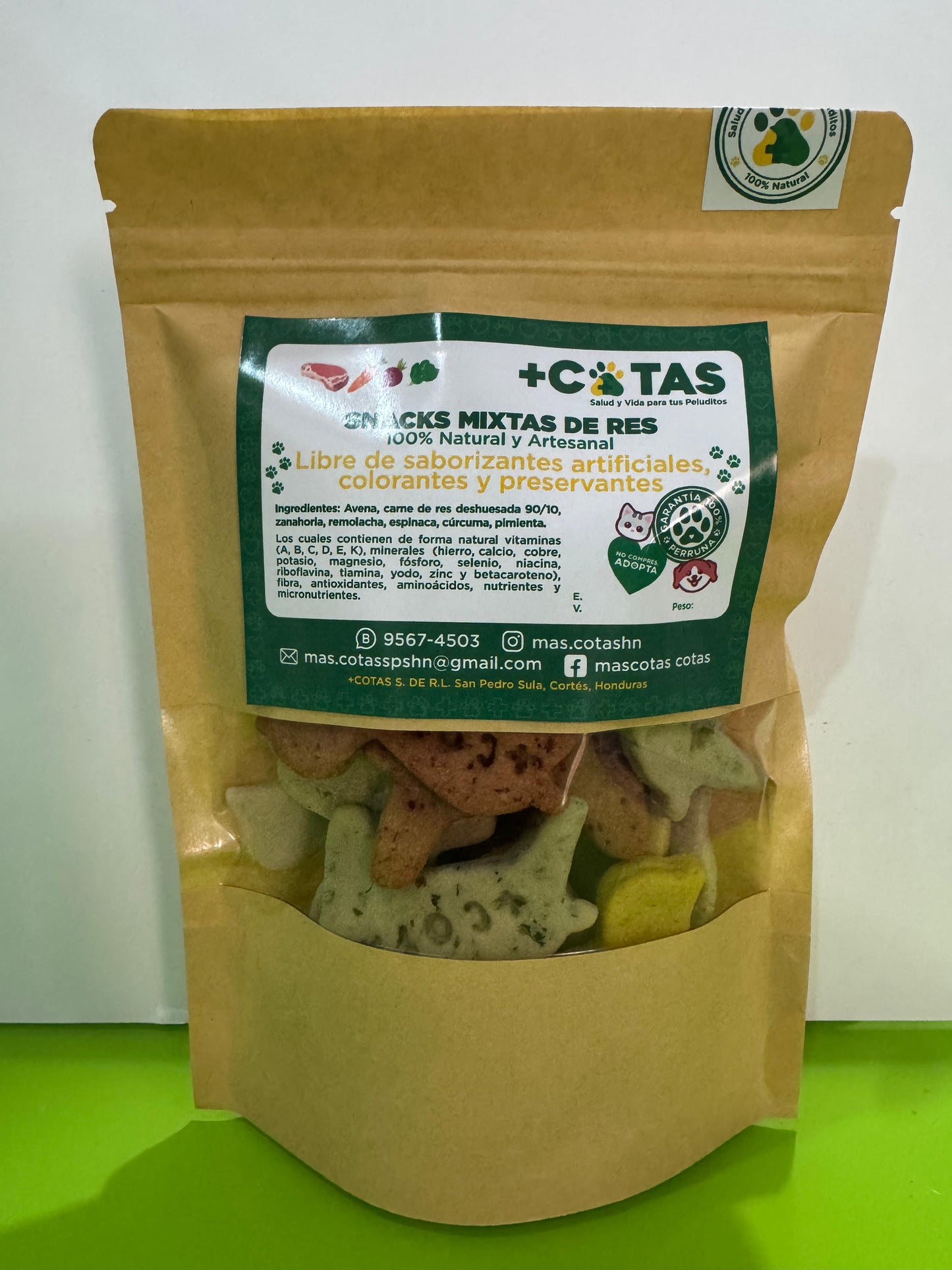 SNACK's & PREMIOS MIXTAS DE CARNE DE RES Y VEGETALES PARA PERROS +COTAS | 180GR